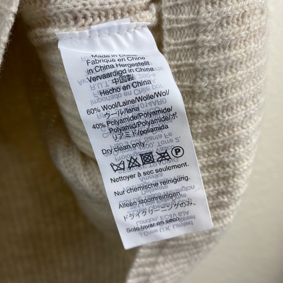 Madewell Wool Nkit V-Neck Long Sleeve Cozy Beige Cream Fall Winter Sweater Small - Picture 4 of 12